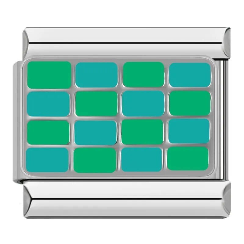 Blue Pattern - Cacilia Sauer - Italian Charm Bracelet - custom jewelry - vintage jewelry - charms and pendants