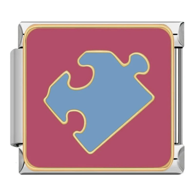 Blue Puzzle - Cacilia Sauer - Italian Charm Bracelet - custom jewelry - vintage jewelry - charms and pendants