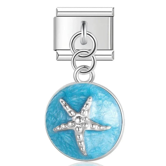 Blue Sea Star - Cacilia Sauer - Italian Charm Bracelet - custom jewelry - vintage jewelry - charms and pendants
