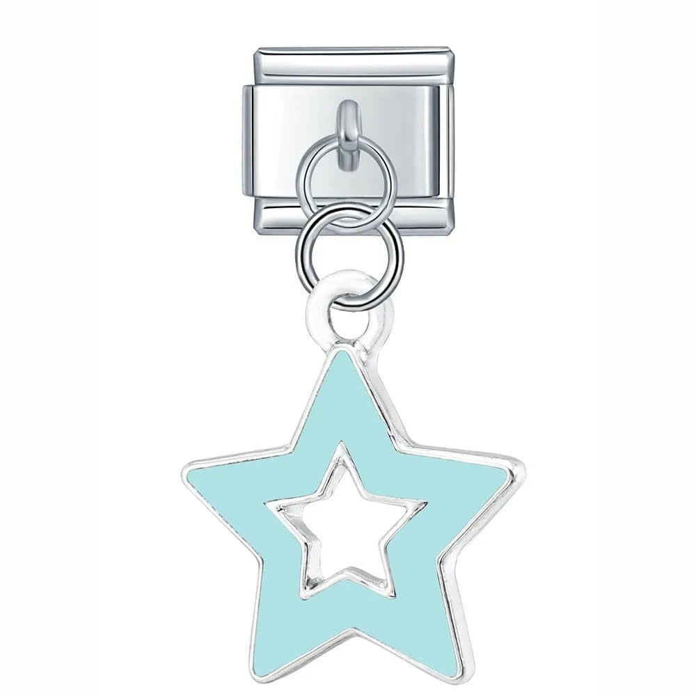 Blue Star - Cacilia Sauer - Italian Charm Bracelet - custom jewelry - vintage jewelry - charms and pendants
