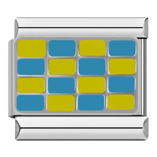 Blue - Yellow pattern - Cacilia Sauer - Italian Charm Bracelet - custom jewelry - vintage jewelry - charms and pendants