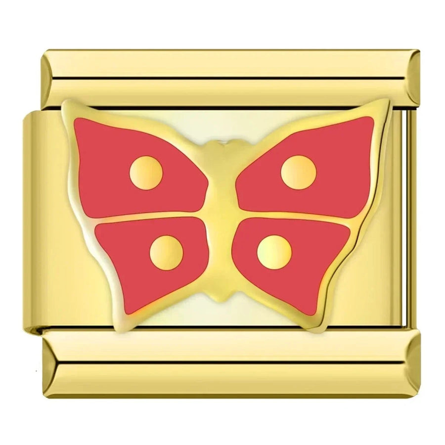 Coral Butterfly Italian charm link — 9mm stainless steel module