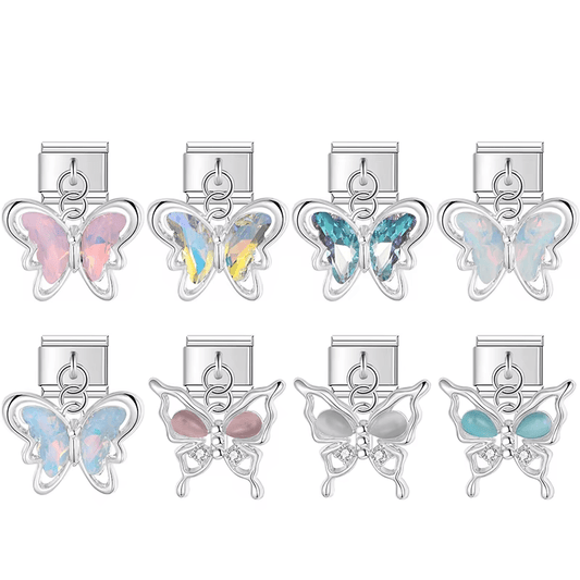 Butterfly Set - Cacilia Sauer - Italian Charm Bracelet - custom jewelry - vintage jewelry - charms and pendants