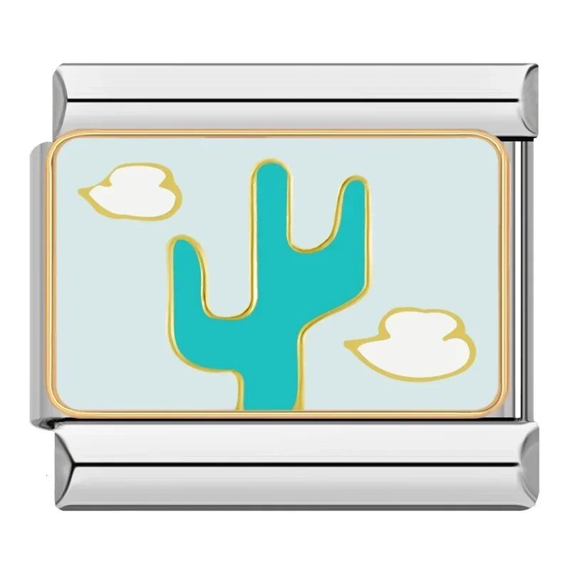 Cactus Volcano Mountain - Cacilia Sauer - Italian Charm Bracelet - custom jewelry - vintage jewelry - charms and pendants