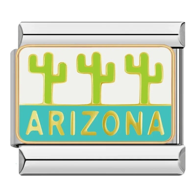 Cactus Volcano Mountain - Cacilia Sauer - Italian Charm Bracelet - custom jewelry - vintage jewelry - charms and pendants