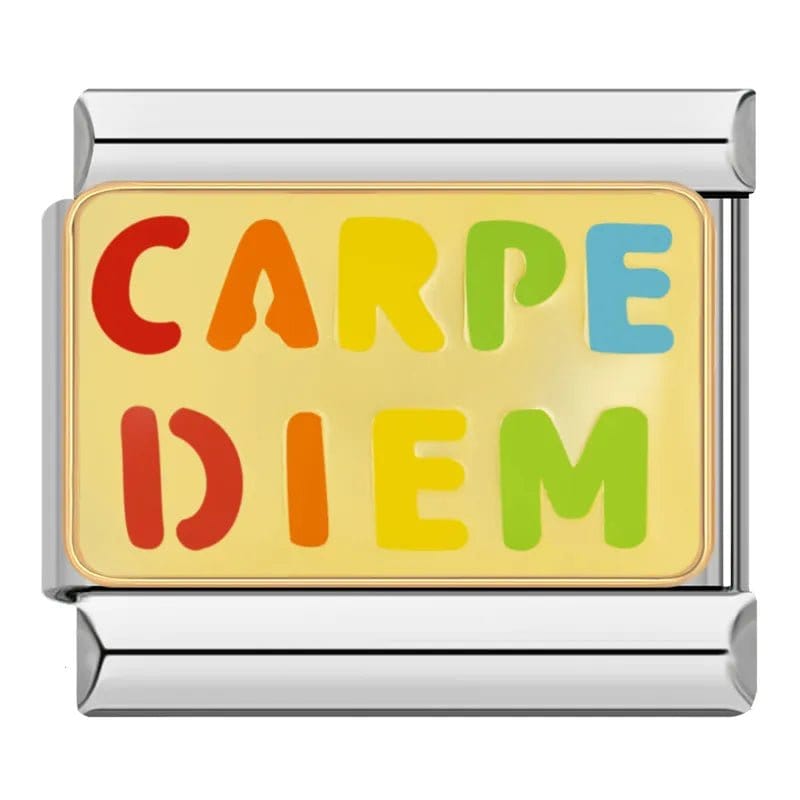 Carpe Diem Rainbow - Cacilia Sauer - Italian Charm Bracelet - custom jewelry - vintage jewelry - charms and pendants
