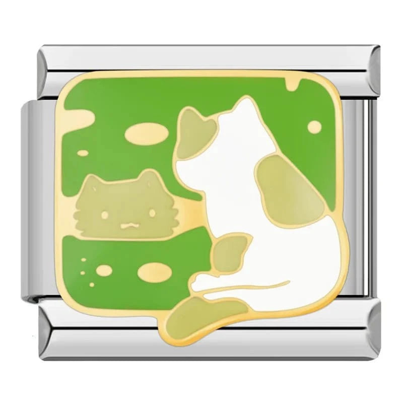 Cat Reflection Italian charm link, 9mm stainless steel module