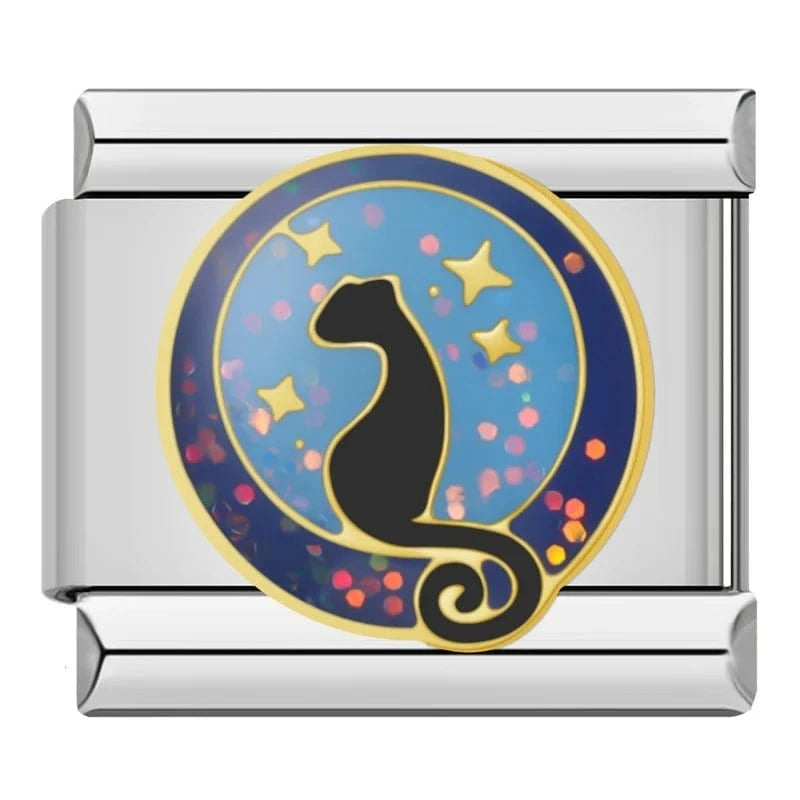 Celestial Cat - Cacilia Sauer - Italian Charm Bracelet - custom jewelry - vintage jewelry - charms and pendants