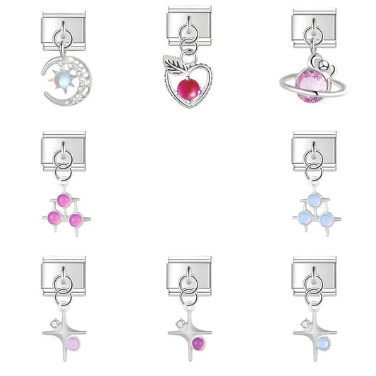 Celestial & Gemstone - Cacilia Sauer - Italian Charm Bracelet - custom jewelry - vintage jewelry - charms and pendants