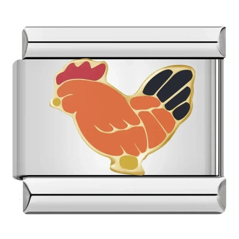 Chicken - Cacilia Sauer - Italian Charm Bracelet - custom jewelry - vintage jewelry - charms and pendants