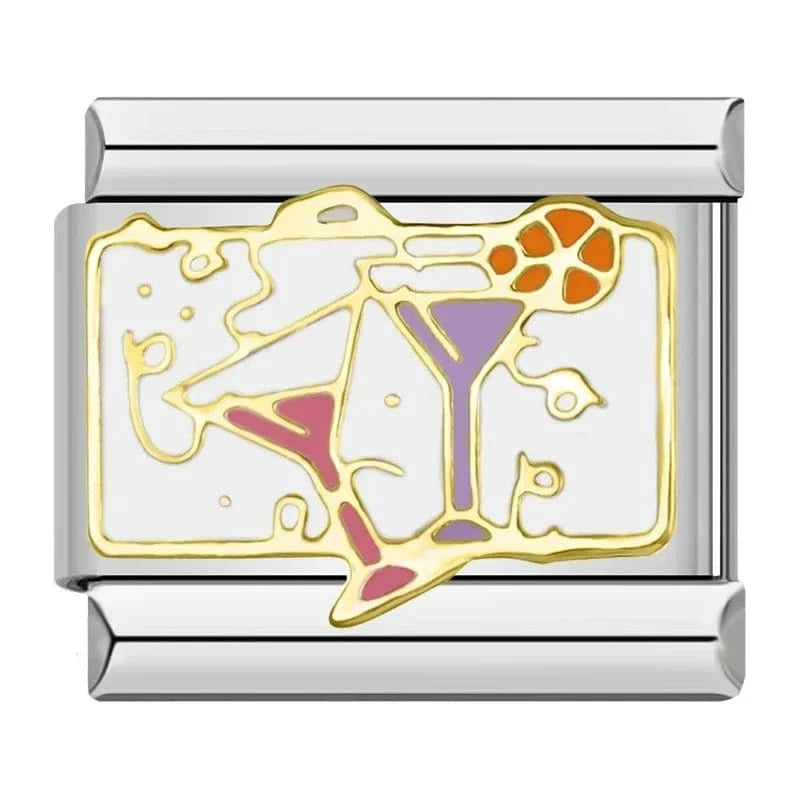 Cocktails Italian charm link, 9mm stainless steel module