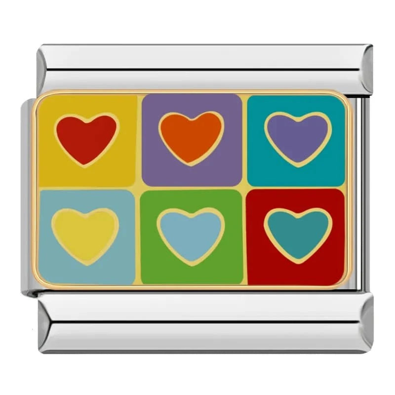 Colorful Heart - Cacilia Sauer - Italian Charm Bracelet - custom jewelry - vintage jewelry - charms and pendants