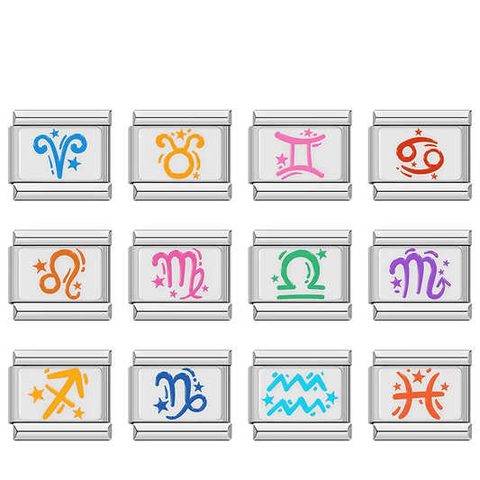 Colorful Zodiac - Cacilia Sauer - Italian Charm Bracelet - custom jewelry - vintage jewelry - charms and pendants