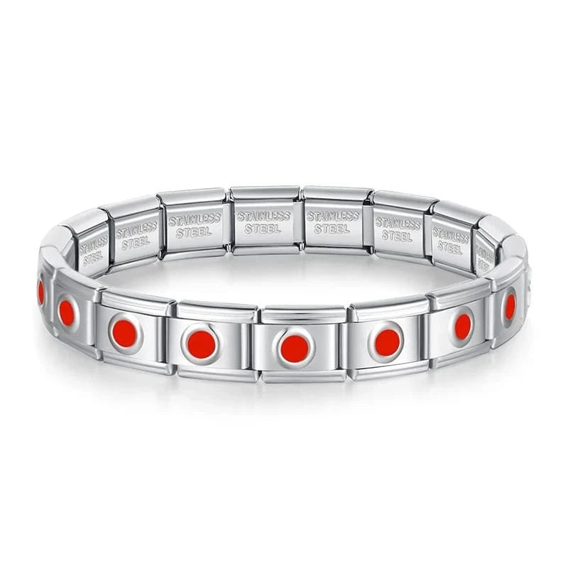 Crimson Orbit in Red Bracelet - Cacilia Sauer - Italian Charm Bracelet - custom jewelry - vintage jewelry - charms and pendants