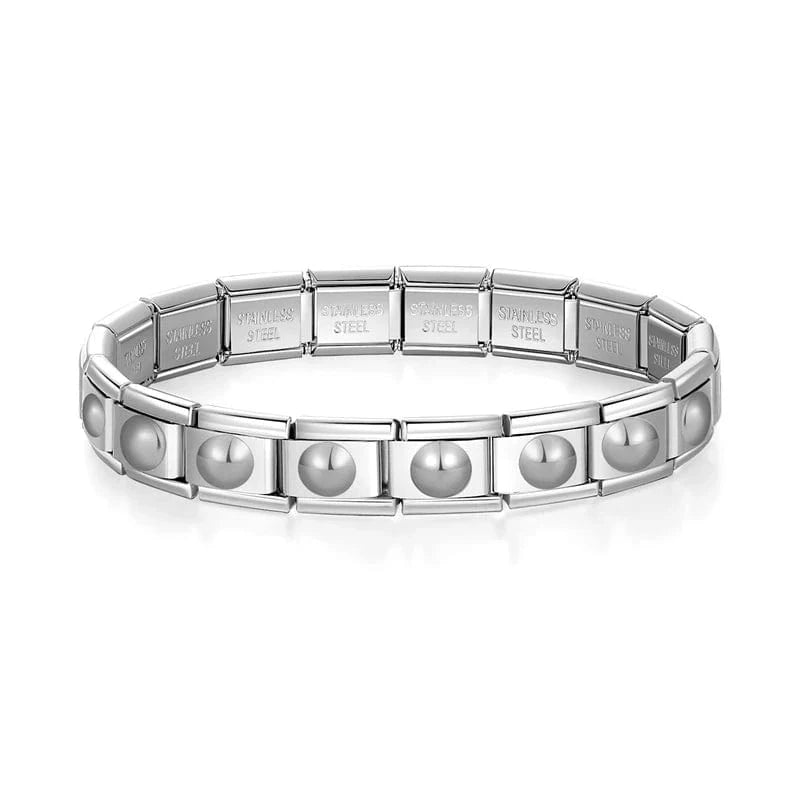 Crimson Orbit in Silver Bracelet - Cacilia Sauer - Italian Charm Bracelet - custom jewelry - vintage jewelry - charms and pendants