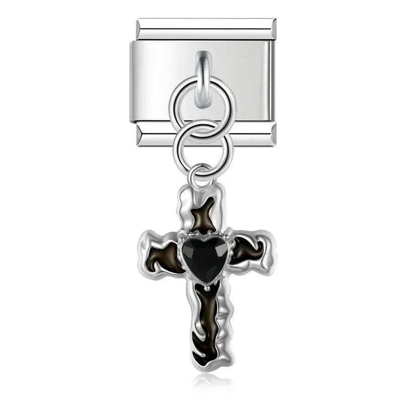 Cross Pendant - Cacilia Sauer - Italian Charm Bracelet - custom jewelry - vintage jewelry - charms and pendants