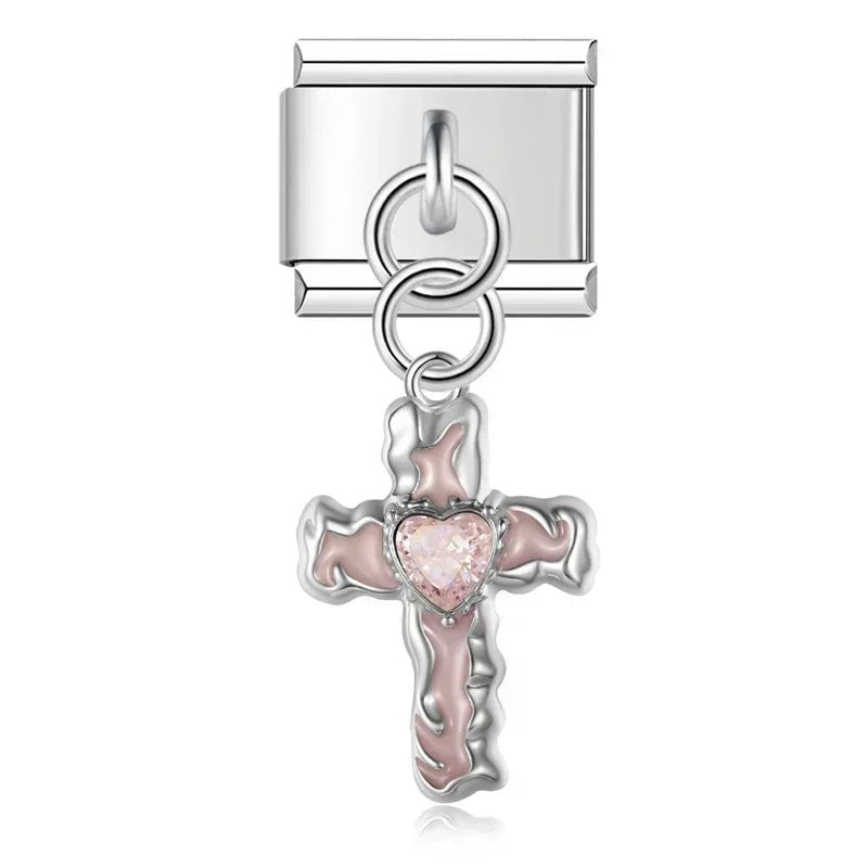 Cross Pendant - Cacilia Sauer - Italian Charm Bracelet - custom jewelry - vintage jewelry - charms and pendants