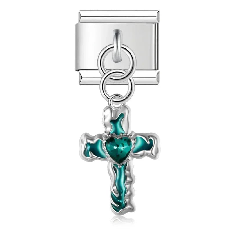 Cross Pendant - Cacilia Sauer - Italian Charm Bracelet - custom jewelry - vintage jewelry - charms and pendants