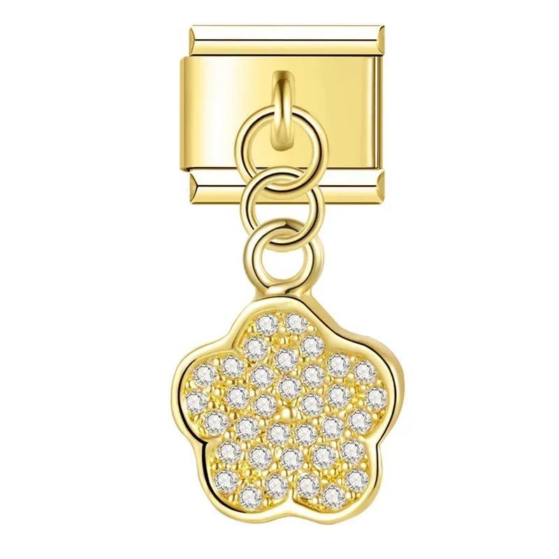 Crown, Spade, and Floral Charms - Cacilia Sauer - Italian Charm Bracelet - custom jewelry - vintage jewelry - charms and pendants