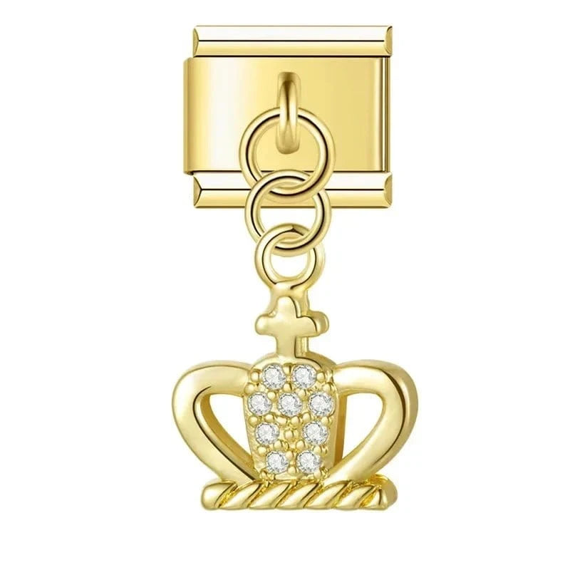 Crown, Spade, and Floral Charms - Cacilia Sauer - Italian Charm Bracelet - custom jewelry - vintage jewelry - charms and pendants