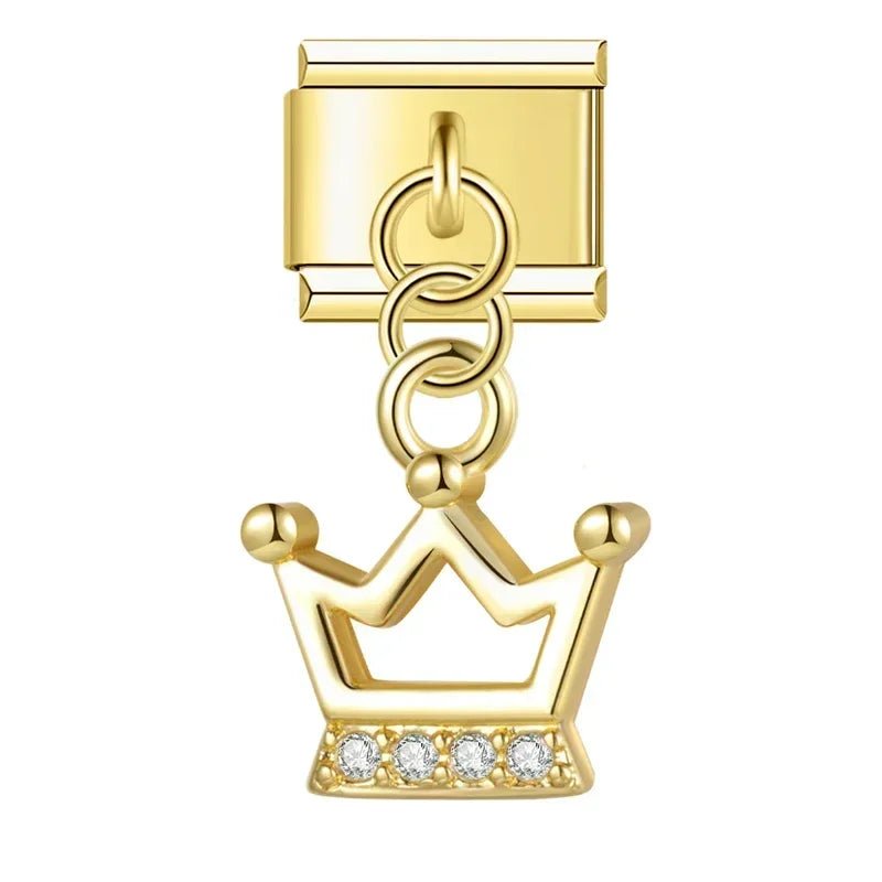 Crown, Spade, and Floral Charms - Cacilia Sauer - Italian Charm Bracelet - custom jewelry - vintage jewelry - charms and pendants