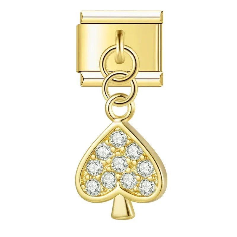 Crown, Spade, and Floral Charms - Cacilia Sauer - Italian Charm Bracelet - custom jewelry - vintage jewelry - charms and pendants