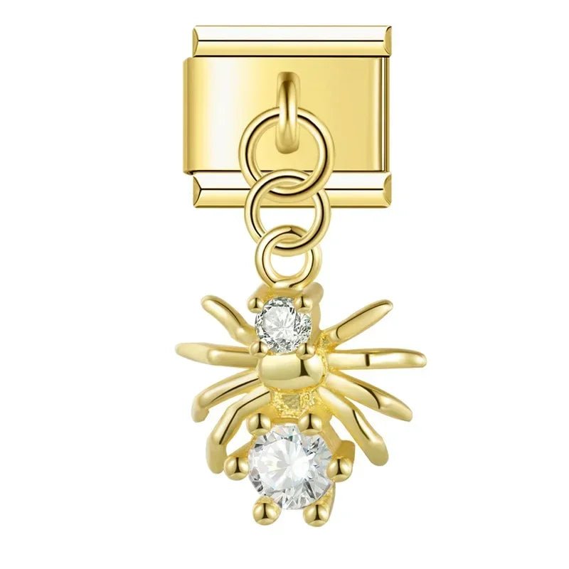 Crown, Spade, and Floral Charms - Cacilia Sauer - Italian Charm Bracelet - custom jewelry - vintage jewelry - charms and pendants