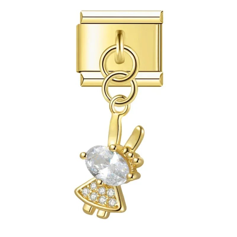 Crown, Spade, and Floral Charms - Cacilia Sauer - Italian Charm Bracelet - custom jewelry - vintage jewelry - charms and pendants