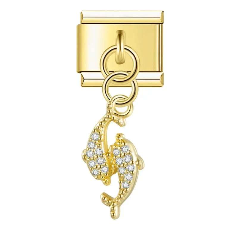 Crown, Spade, and Floral Charms - Cacilia Sauer - Italian Charm Bracelet - custom jewelry - vintage jewelry - charms and pendants