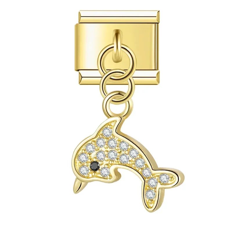 Crown, Spade, and Floral Charms - Cacilia Sauer - Italian Charm Bracelet - custom jewelry - vintage jewelry - charms and pendants