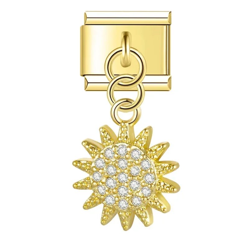 Crown, Spade, and Floral Charms - Cacilia Sauer - Italian Charm Bracelet - custom jewelry - vintage jewelry - charms and pendants