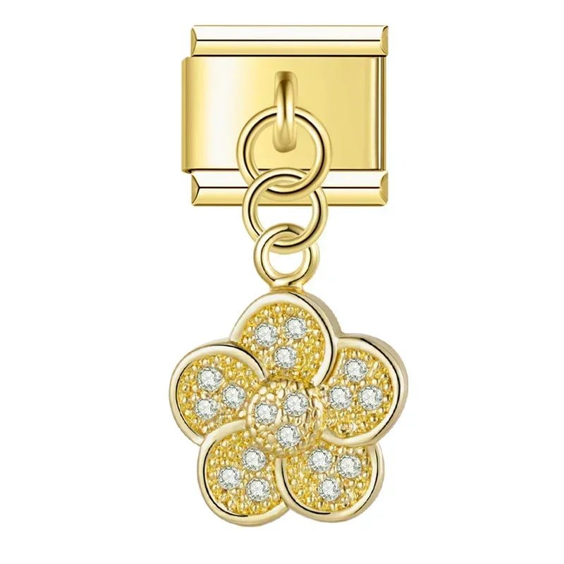 Crown, Spade, and Floral Charms - Cacilia Sauer - Italian Charm Bracelet - custom jewelry - vintage jewelry - charms and pendants