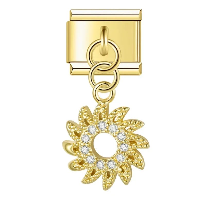 Crown, Spade, and Floral Charms - Cacilia Sauer - Italian Charm Bracelet - custom jewelry - vintage jewelry - charms and pendants