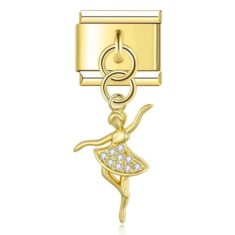 Crystal Ballet Italian charm link, 9mm stainless steel module