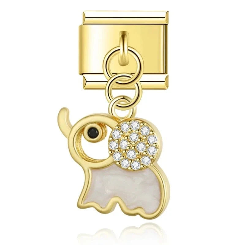 Crystal Elephant Italian charm link, 9mm stainless steel module