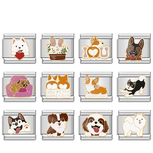 Cute Puppy Charms - Cacilia Sauer - Italian Charm Bracelet - custom jewelry - vintage jewelry - charms and pendants