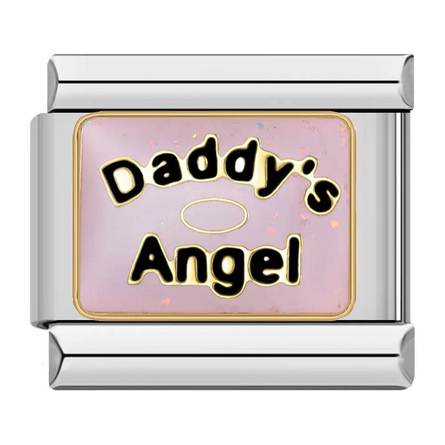 Daddy's Angel Italian charm link, 9mm stainless steel module