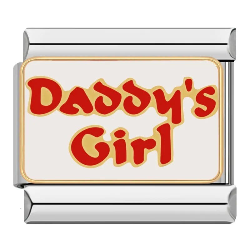 "Daddy's Girl" Italian Charm – 9mm Stainless Steel, Fits Classic Bracelet, Silver
