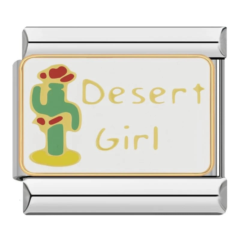 Desert Girl - Cacilia Sauer - Italian Charm Bracelet - custom jewelry - vintage jewelry - charms and pendants