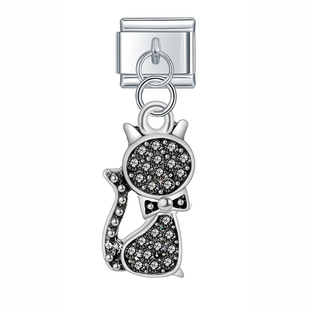 Diamond Cats - Cacilia Sauer - Italian Charm Bracelet - custom jewelry - vintage jewelry - charms and pendants