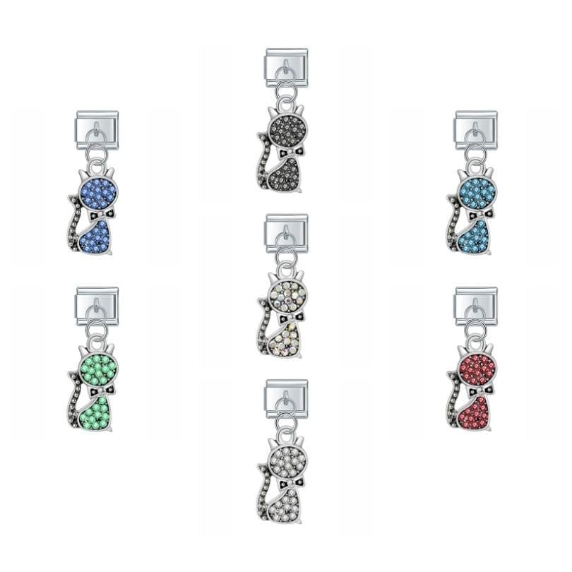 Diamond Cats - Cacilia Sauer - Italian Charm Bracelet - custom jewelry - vintage jewelry - charms and pendants