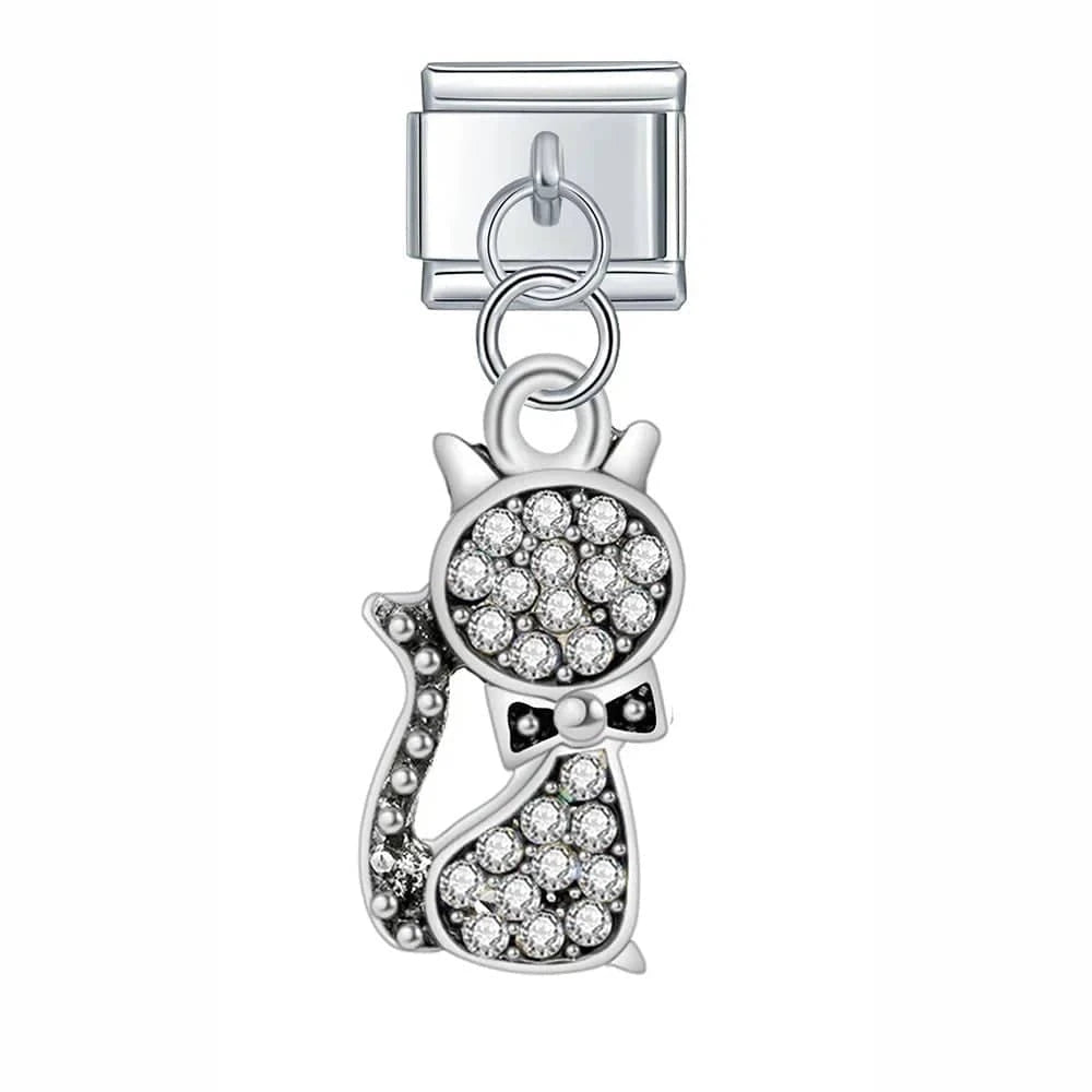 Diamond Cats - Cacilia Sauer - Italian Charm Bracelet - custom jewelry - vintage jewelry - charms and pendants