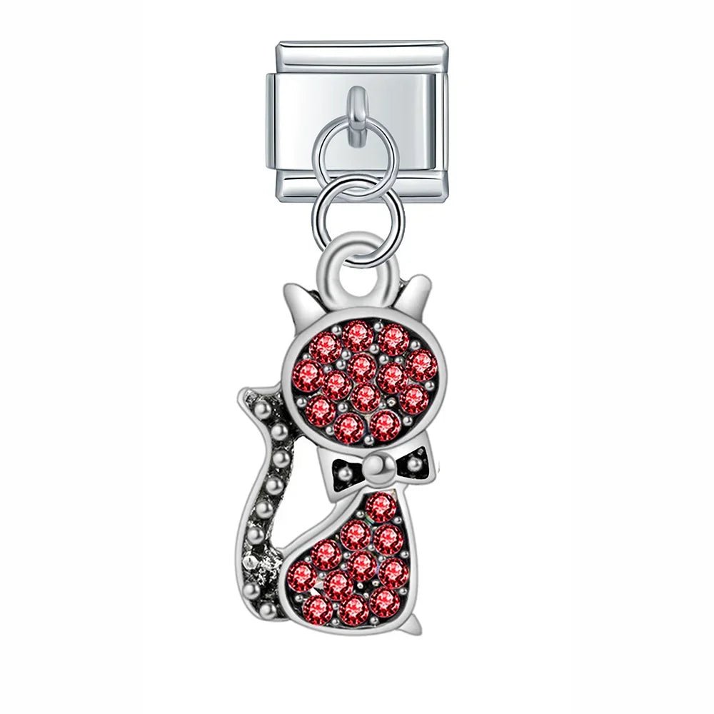 Diamond Cats - Cacilia Sauer - Italian Charm Bracelet - custom jewelry - vintage jewelry - charms and pendants