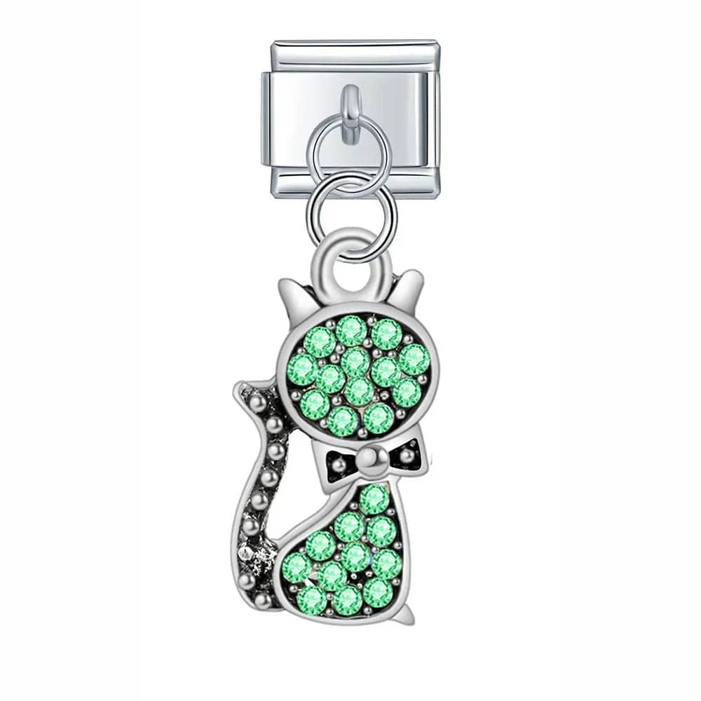 Diamond Cats - Cacilia Sauer - Italian Charm Bracelet - custom jewelry - vintage jewelry - charms and pendants