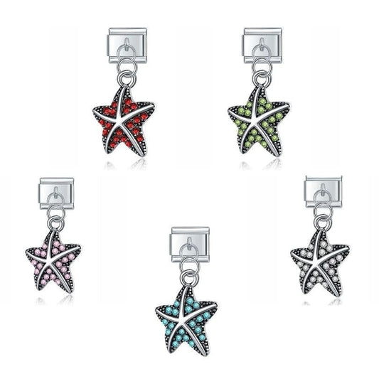 Diamond Sea Stars - Cacilia Sauer - Italian Charm Bracelet - custom jewelry - vintage jewelry - charms and pendants