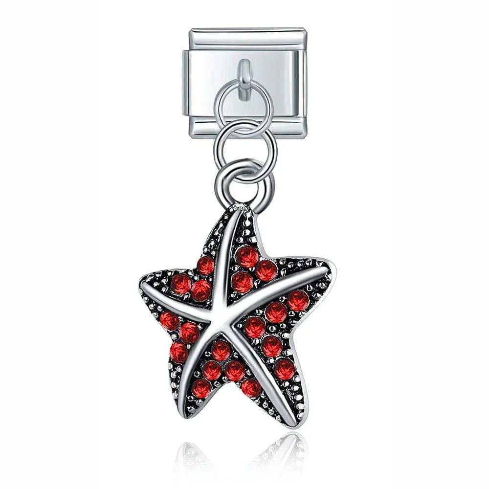 Diamond Sea Stars - Cacilia Sauer - Italian Charm Bracelet - custom jewelry - vintage jewelry - charms and pendants