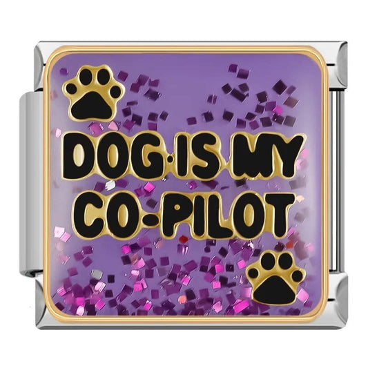 Dog is my co - pilot - Cacilia Sauer - Italian Charm Bracelet - custom jewelry - vintage jewelry - charms and pendants