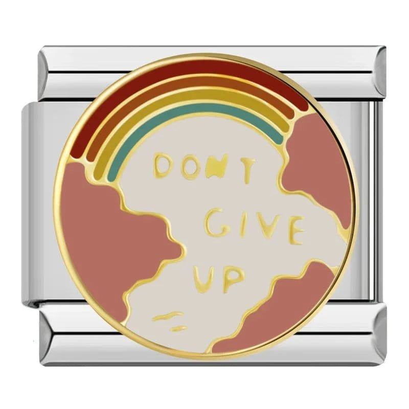 Don't Give Up - Cacilia Sauer - Italian Charm Bracelet - custom jewelry - vintage jewelry - charms and pendants