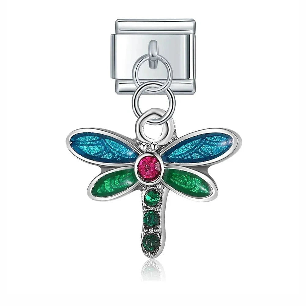 Dragonfly - Cacilia Sauer - Italian Charm Bracelet - custom jewelry - vintage jewelry - charms and pendants