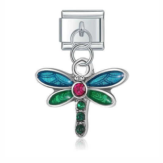Dragonfly - Cacilia Sauer - Italian Charm Bracelet - custom jewelry - vintage jewelry - charms and pendants